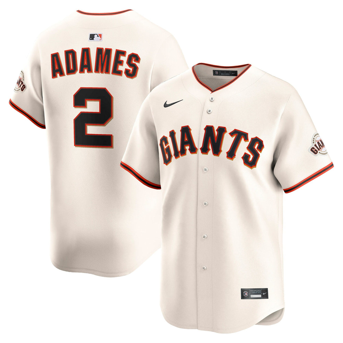 San Francisco Giants Willy Adames Cream Home Limited Player Jersey product image 1, provided for visual reference and
