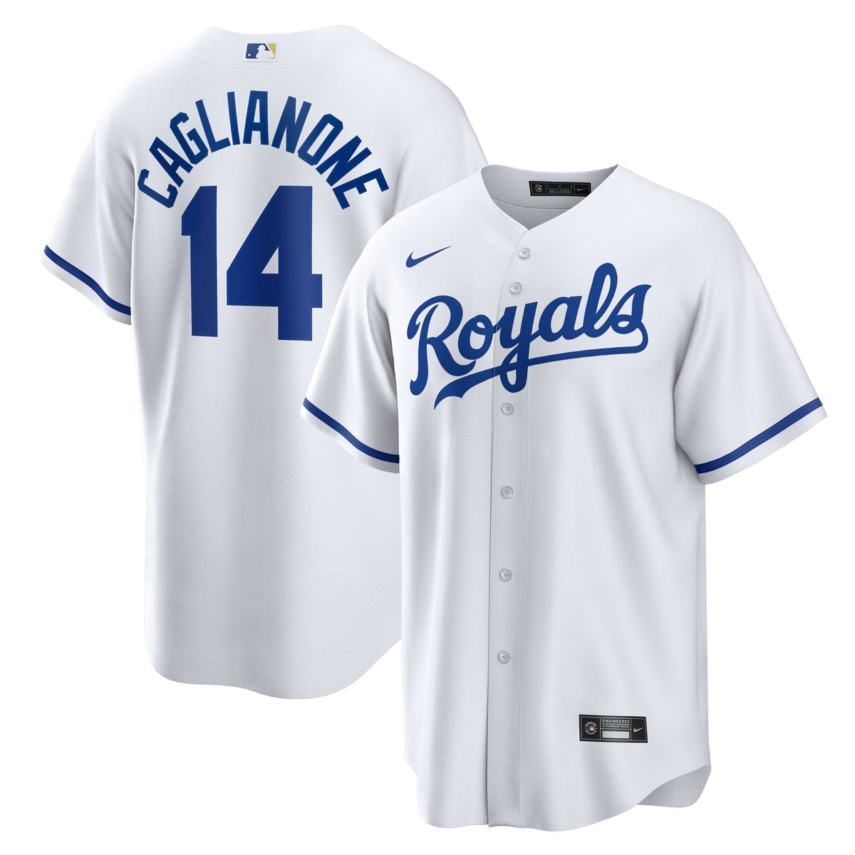 Kansas City Royals Jac Caglianone White Home Replica Jersey product image 1, provided for visual reference and product