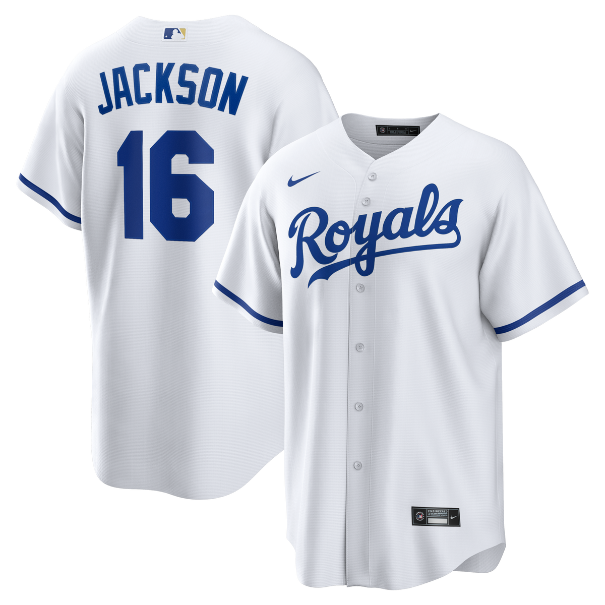 Kansas City Royals Bo Jackson White Home Retired Player Replica Jersey product image 1, provided for visual reference and