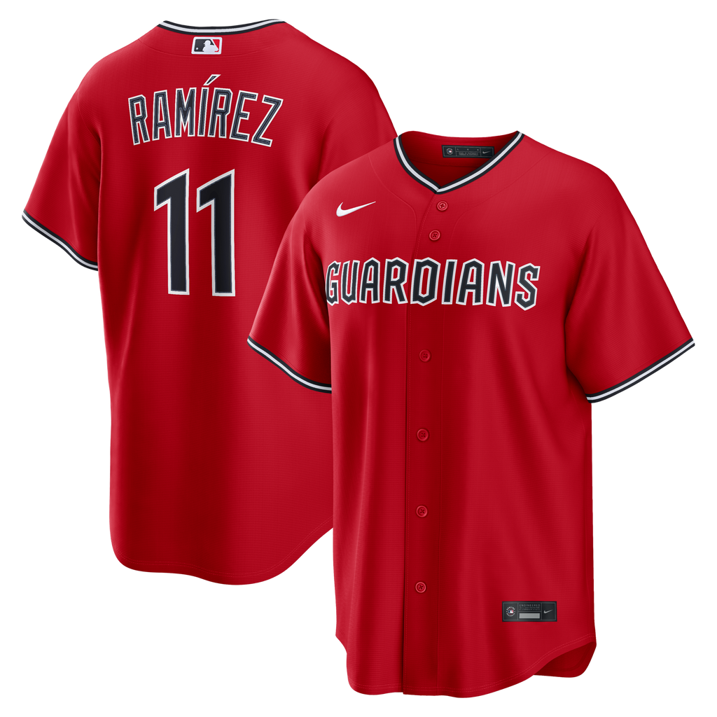 Cleveland Guardians José Ramírez Red Alternate Replica Jersey product image 1, provided for visual reference and product