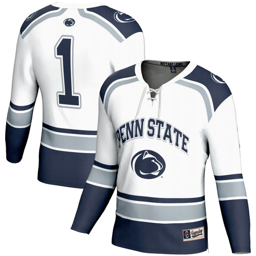 #1 Penn State Nittany Lions Hockey Jersey - White product image 1, provided for visual reference and product detail review