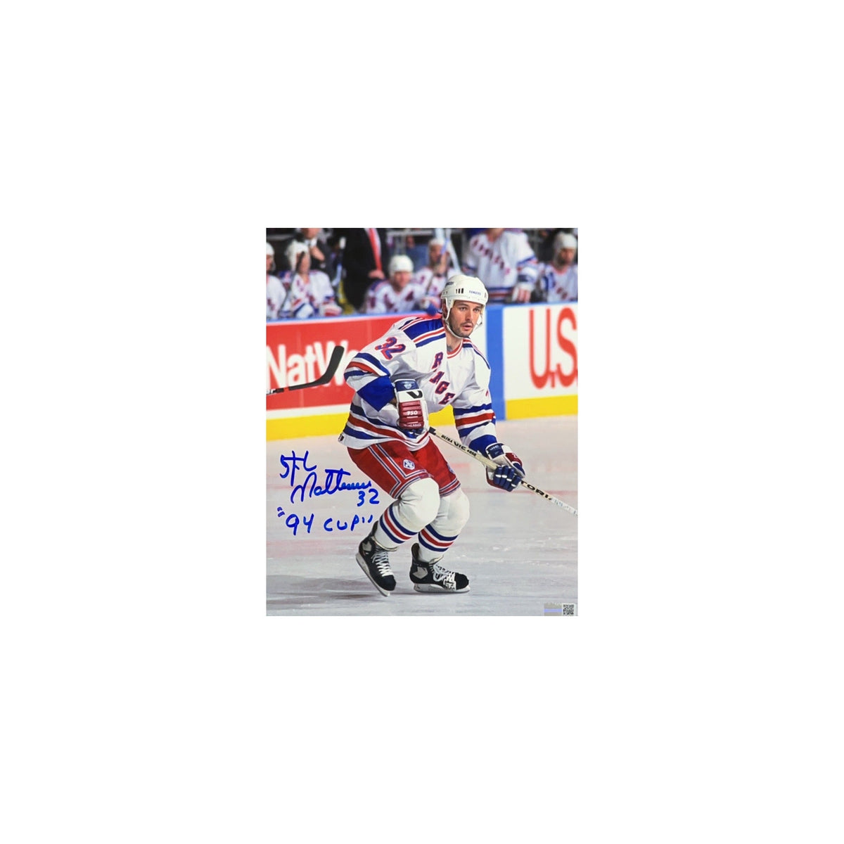 Stephane Matteau Autographed New York Rangers HD Close-Up 8x10 "94 Cup" Inscription Steiner CX product image 1, provided for