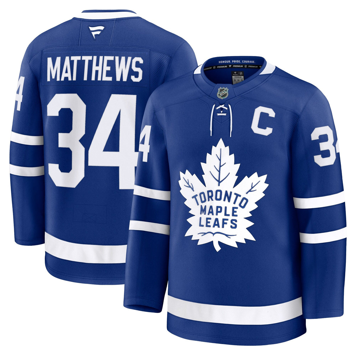 Toronto Maple Leafs Auston Matthews Blue Captain Patch Home Premium Jersey product image 2, provided for visual reference