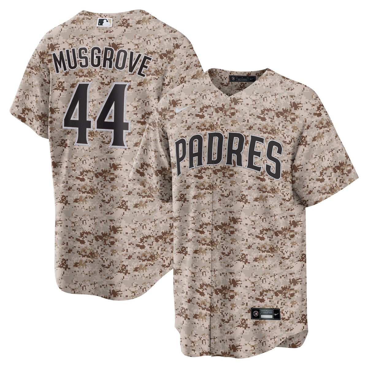 San Diego Padres Joe Musgrove Camo USMC Alternate Replica Player Jersey product image 2, provided for visual reference and