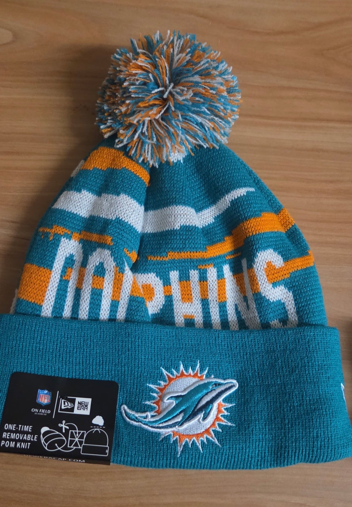 Miami Dolphins Official NFL New Era winter knit Hat with Pom product image 1