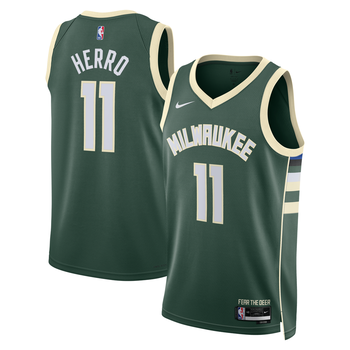 Milwaukee Bucks Icon Edition Swingman Jersey - Hunter Green - Tyler Herro product image 1, provided for visual reference and