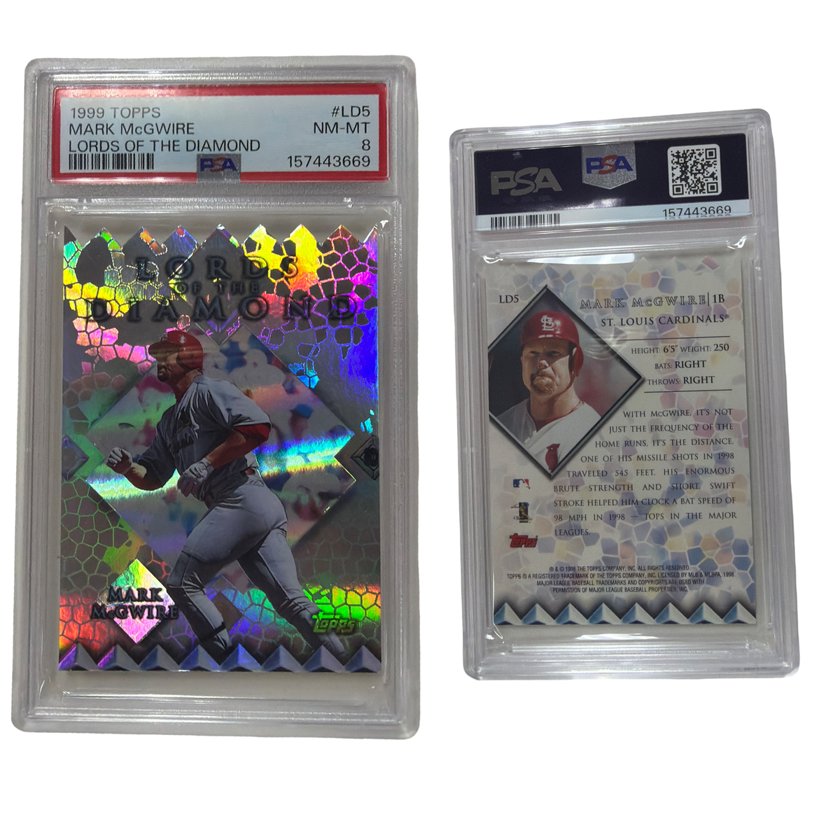 1999 Topps Mark McGwire Lords Of The Diamond PSA 8! product image 1, provided for visual reference and product detail review
