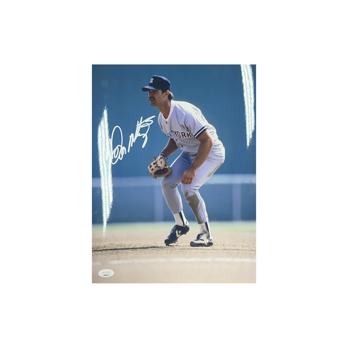 Don Mattingly Autographed New York Yankees Fielding Vertical 11x14 JSA product image 1, provided for visual reference and