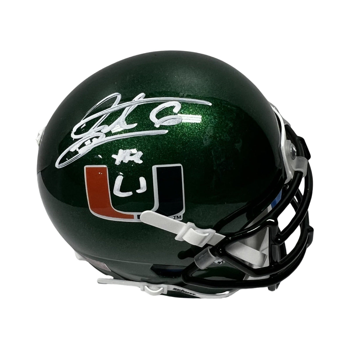 Santana Moss Autographed Miami Hurricanes Green Speed Mini Helmet Steiner CX product image 1, provided for visual reference