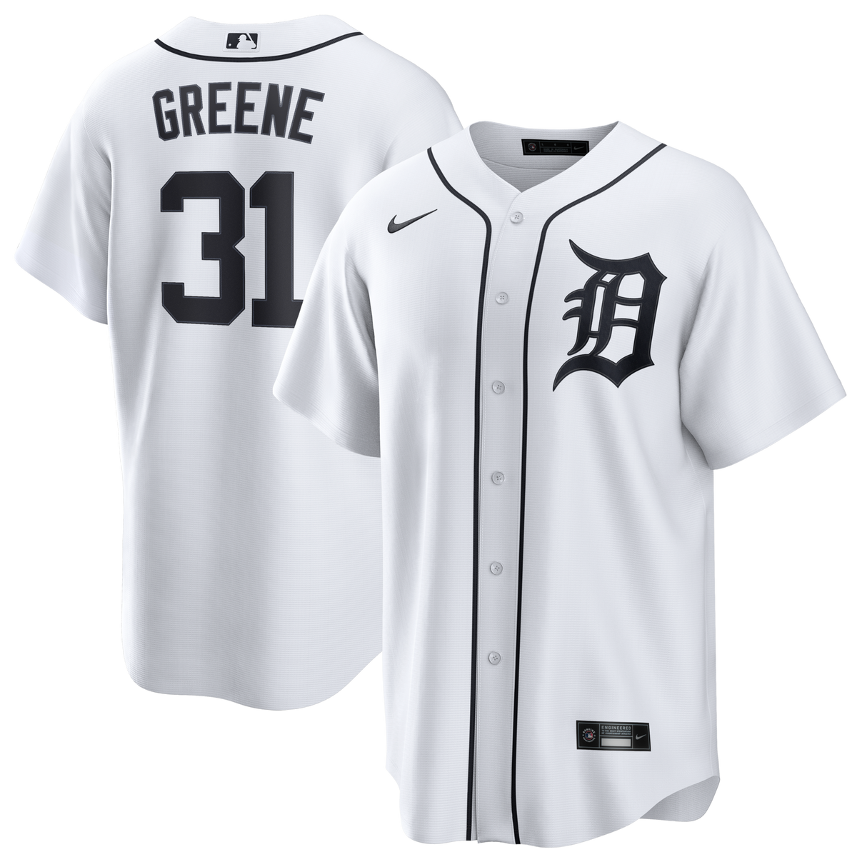 Detroit Tigers Riley Greene White Home Replica Jersey product image 2, provided for visual reference and product detail