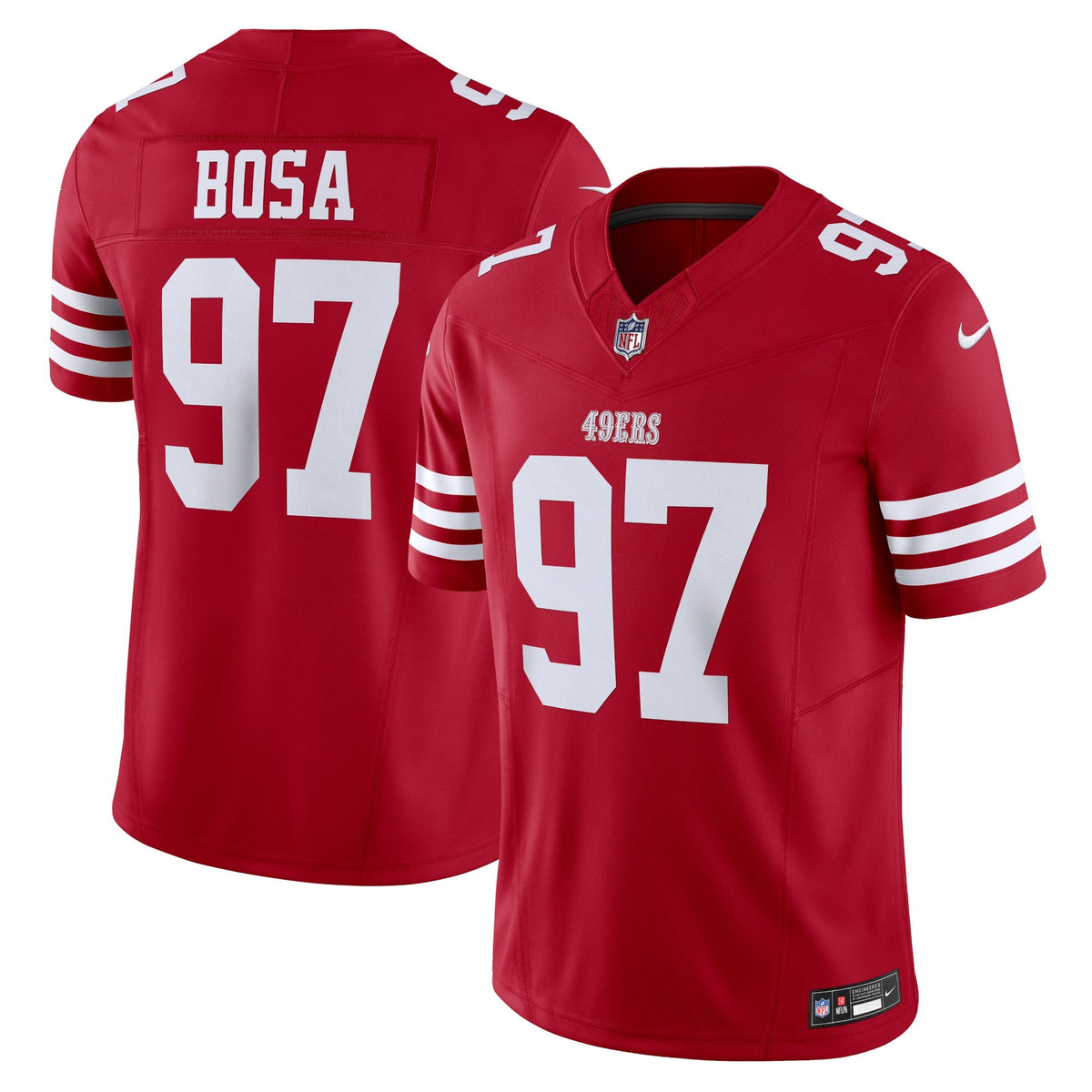 San Francisco 49ers Nick Bosa Scarlet Vapor F.U.S.E. Limited Jersey product image 2, provided for visual reference and