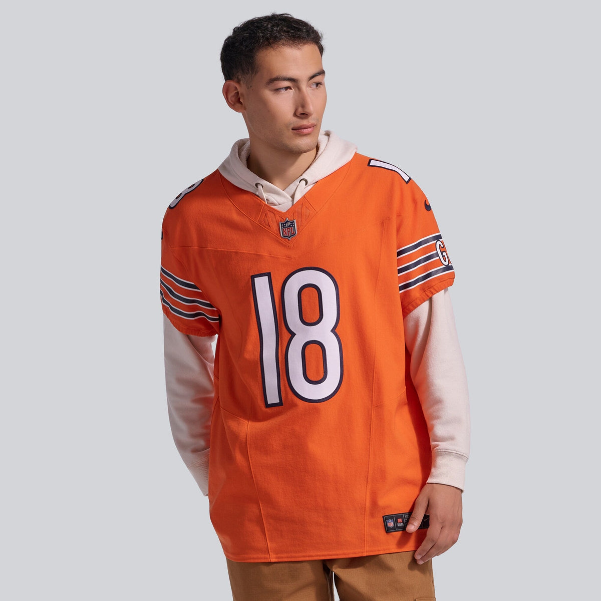 Chicago Bears Caleb Williams Orange Alternate Vapor F.U.S.E. Elite Jersey product image 3, provided for visual reference and
