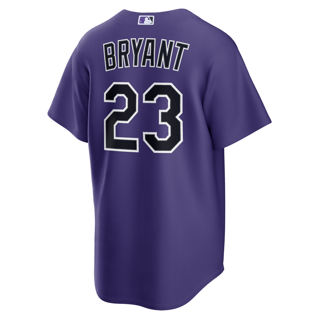Colorado Rockies Kris Bryant Purple Alternate Replica Jersey product image 4, provided for visual reference and product