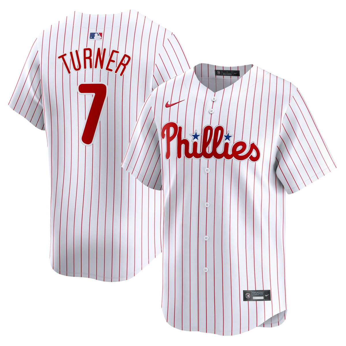 Philadelphia Phillies Trea Turner White Home Limited Player Jersey product image 1, provided for visual reference and