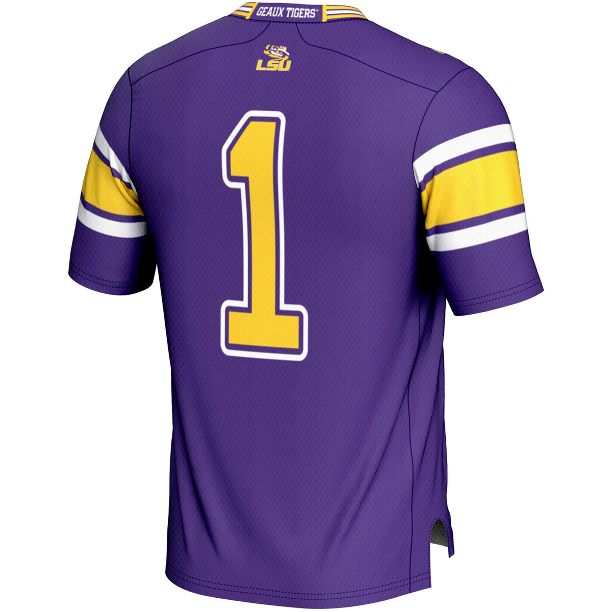 #1 LSU Tigers Endzone Football Jersey - Purple product image 4, provided for visual reference and product detail review