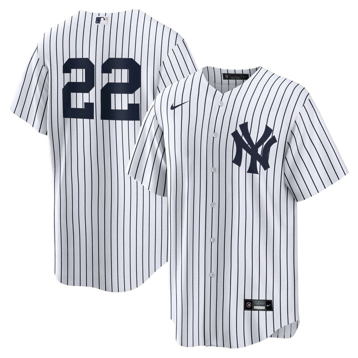 New York Yankees Ben Rice White Home Replica Jersey product image 2, provided for visual reference and product detail review