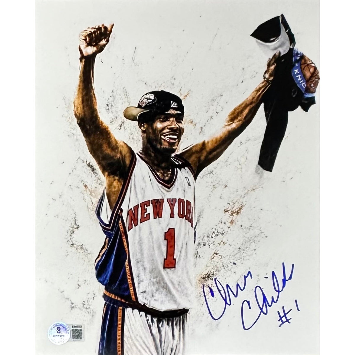 Chris Childs Arms Up White Background 8x10 Beckett BAS product image 1, provided for visual reference and product detail