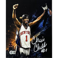 Chris Childs Arms Up Blue & Orange Background 8x10 Beckett BAS product image 1, provided for visual reference and product