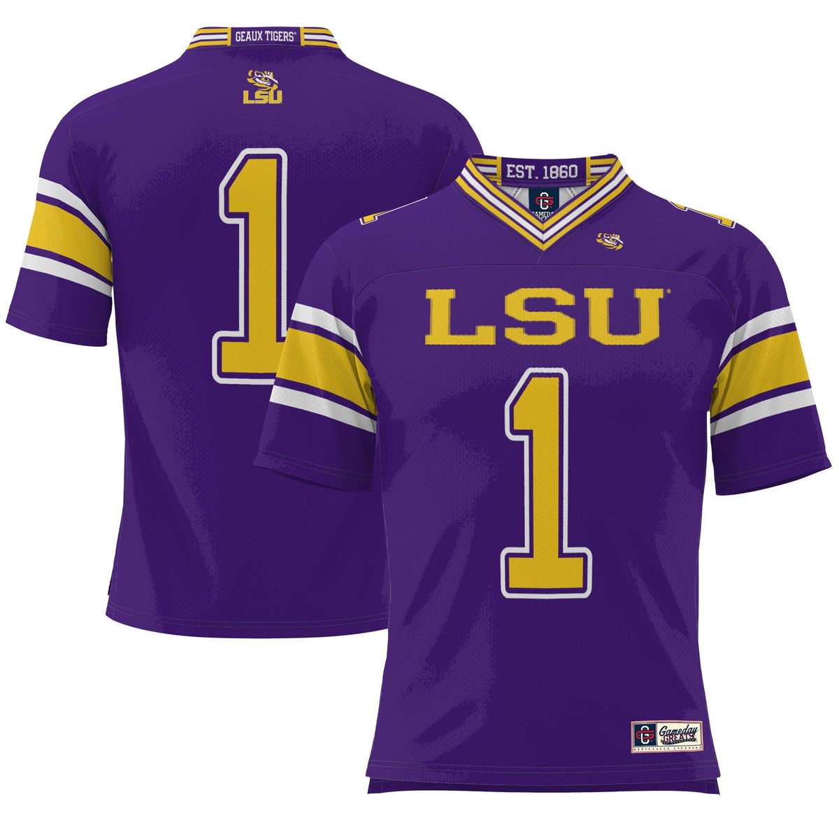 #1 LSU Tigers Endzone Football Jersey - Purple product image 2, provided for visual reference and product detail review