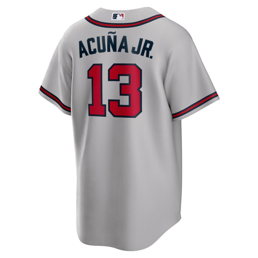 Atlanta Braves Ronald Acuna Jr. Gray Road Replica Player Name Jersey product image 4, provided for visual reference and