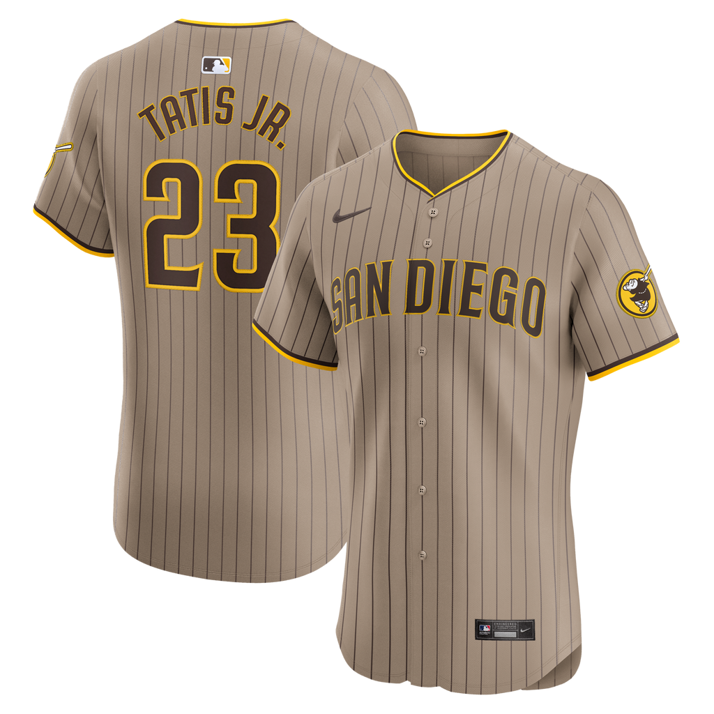 San Diego Padres Fernando Tatis Jr. Sand Alternate Elite Player Jersey product image 1, provided for visual reference and