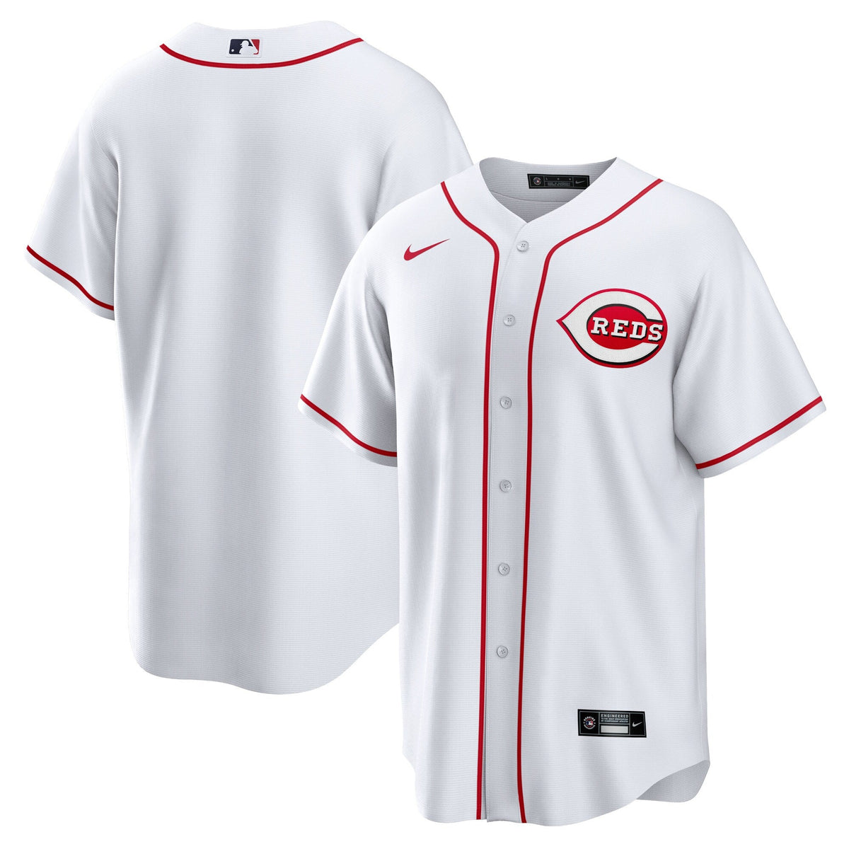 Cincinnati Reds White Home Blank Replica Jersey product image 1, provided for visual reference and product detail review
