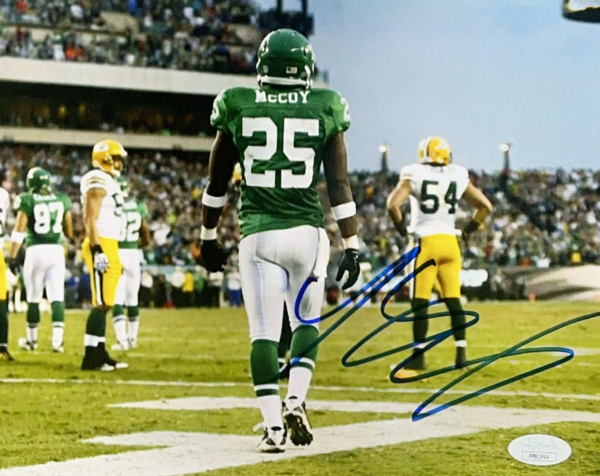 Lesean McCoy Autographed Philadelphia Eagles Horizontal Back Number 8x10 JSA product image 1, provided for visual reference