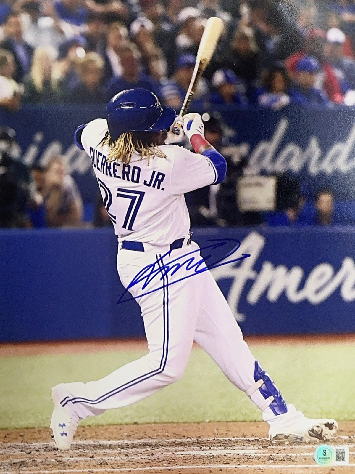 Vladimir Guerrero Jr. Autographed Toronto Blue Jays Swing in Pants 11x14 Photo Beckett product image 1, provided for visual