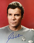 William Shatner Autographed Star Trek Red Background Headshot 8x10 Photo JSA product image 1, provided for visual reference