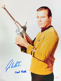 William Shatner Autographed Star Trek "Capt Kirk" Inscribed Gun White Background Vertical 11x14 JSA product image 1,