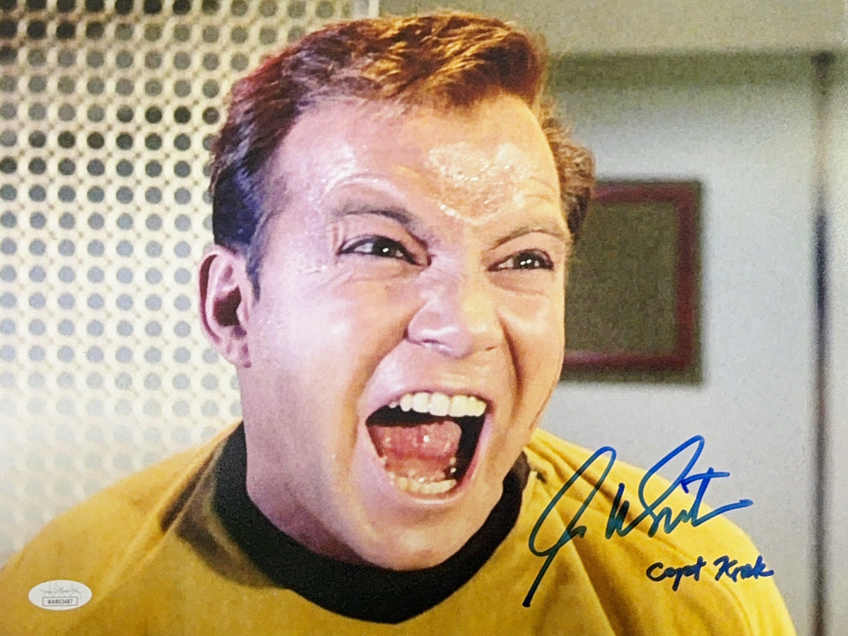 William Shatner Autographed Star Trek "Capt Kirk" Inscribed Scream Horizontal 11x14 JSA product image 1, provided for visual