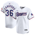Texas Rangers Wyatt Langford White Home Limited Player Jersey product image 1, provided for visual reference and product