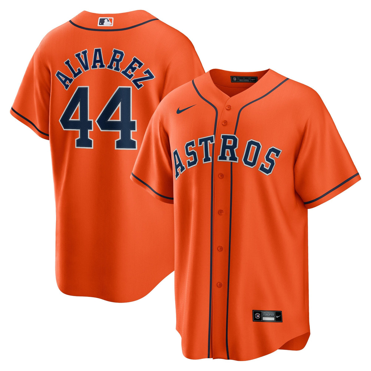 Houston Astros Yordan Álvarez Orange Alternate Replica Player Jersey product image 1, provided for visual reference and