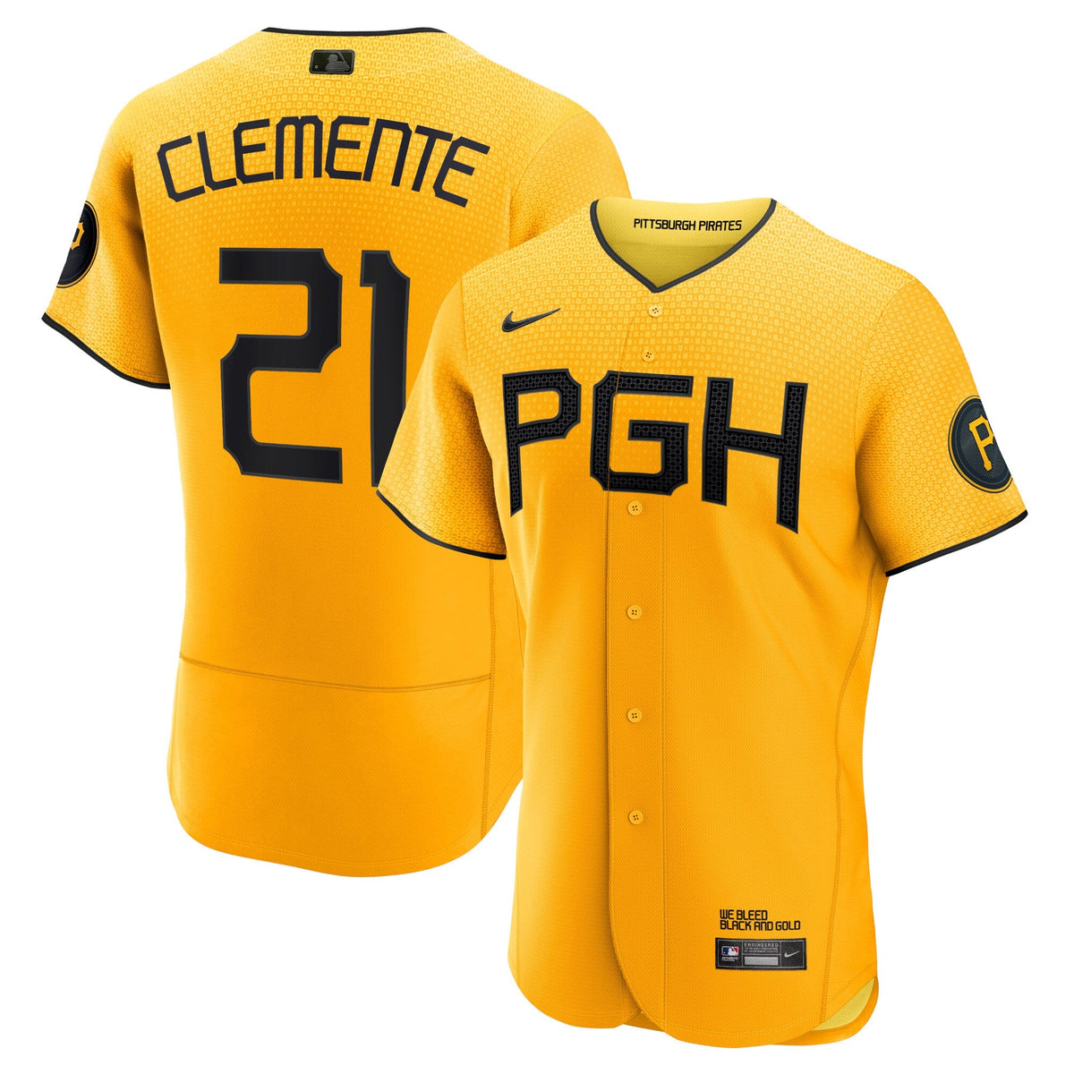 Pittsburgh Pirates Roberto Clemente Gold City Connect Authentic Player Jersey product image 1, provided for visual reference