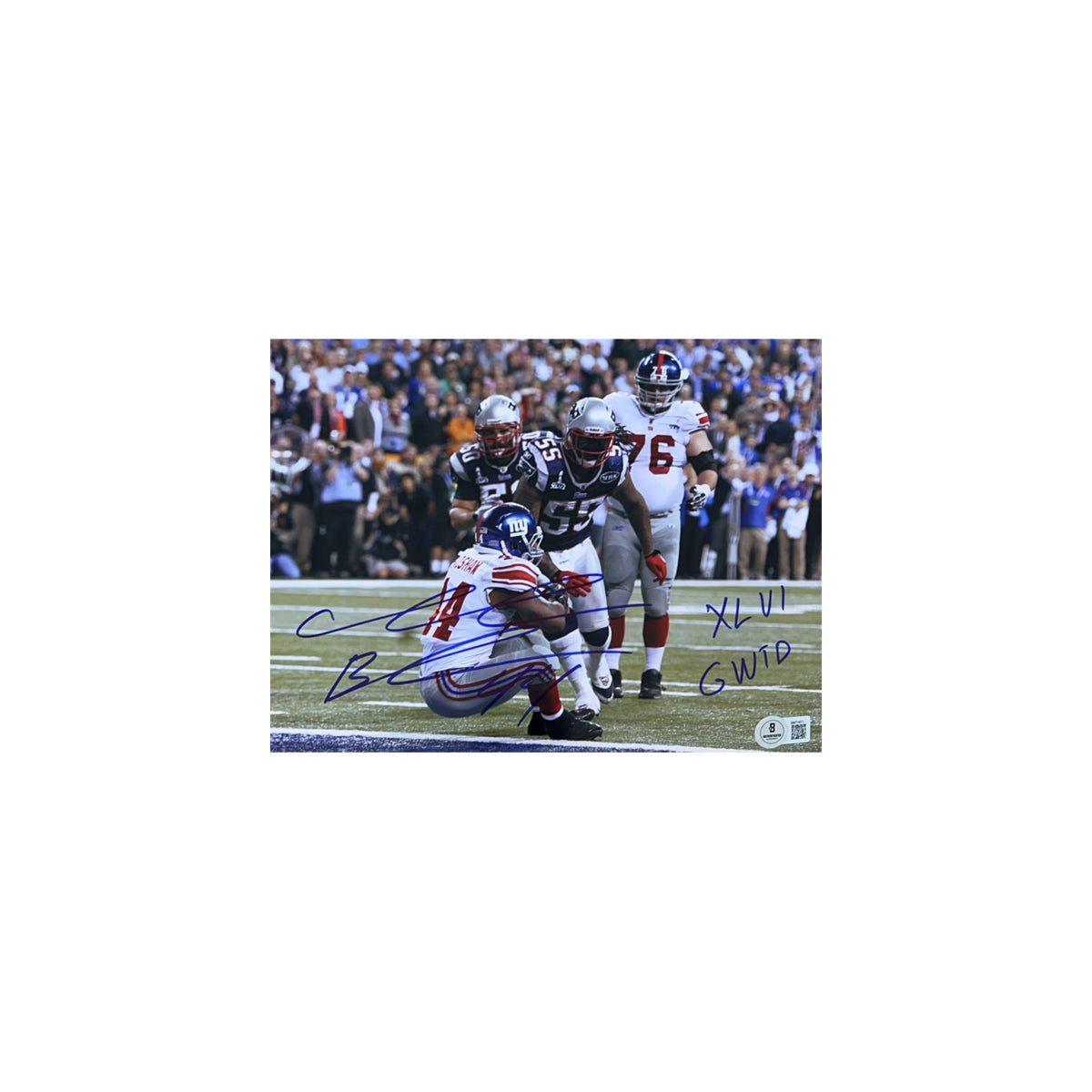 Ahmad Bradshaw Autographed New York Giants 8x10 "XLII GWTD" Inscription Beckett product image 1, provided for visual