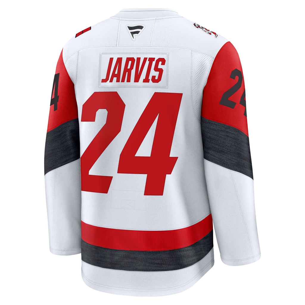 Carolina Hurricanes Seth Jarvis White Away Premium Jersey product image 4, provided for visual reference and product detail