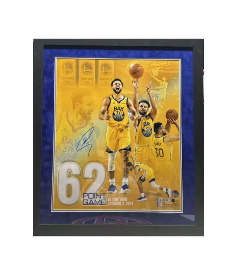 Steph Curry Autographed Limited /62 20x24 Photo Beckett BAS - Framed product image 1, provided for visual reference and