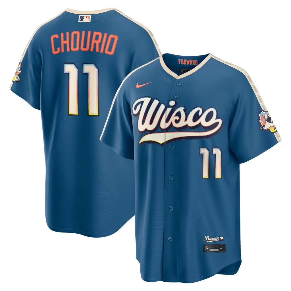 Milwaukee Brewers Jackson Chourio Mineral Blue 2026 City Connect Stadium Jersey product image 2, provided for visual