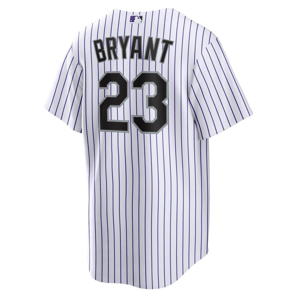 Colorado Rockies Kris Bryant White/Purple Replica Player Jersey product image 4, provided for visual reference and product
