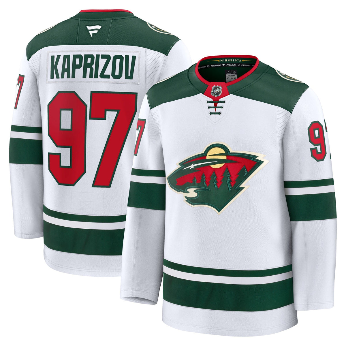 Minnesota Wild Kirill Kaprizov White Away Premium Jersey product image 2, provided for visual reference and product detail