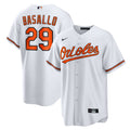 Baltimore Orioles Samuel Basallo White Replica Player Jersey product image 1, provided for visual reference and product