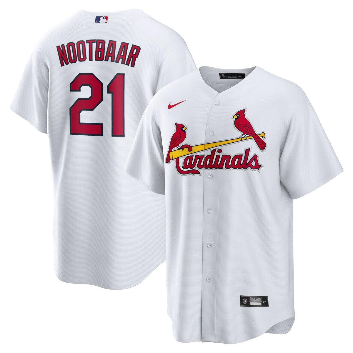 St. Louis Cardinals Lars Nootbaar White Home Replica Jersey product image 1, provided for visual reference and product