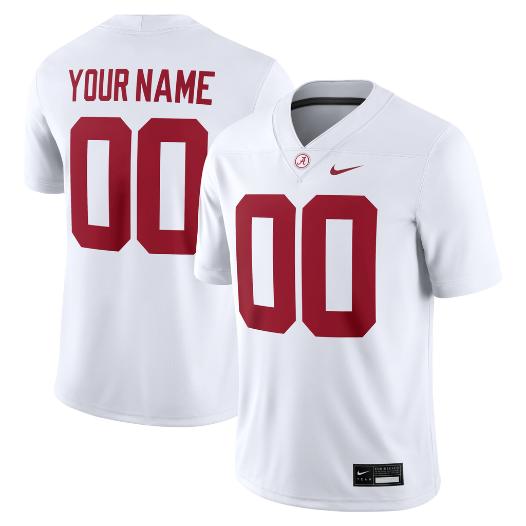 Alabama Crimson Tide Custom Game Jersey - White product image 1, provided for visual reference and product detail review