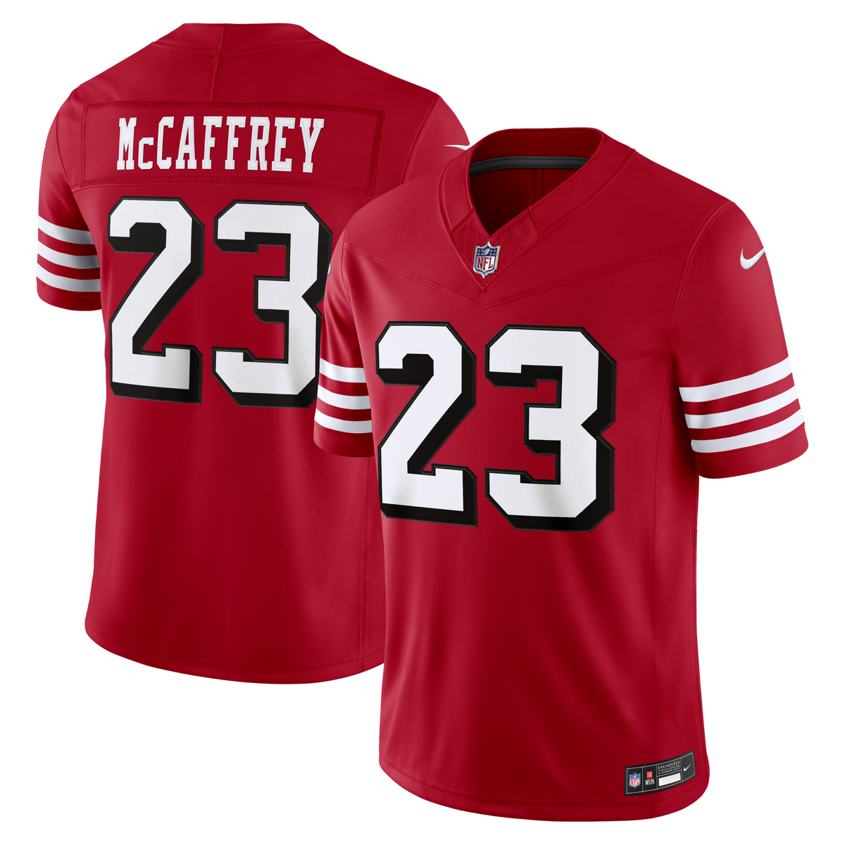 San Francisco 49ers Christian McCaffrey Scarlet Alternate Vapor F.U.S.E. Stitched Limited Jersey product image 2, provided