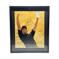 Tiger Woods Autographed Yellow Background Celebration 16x20 Upper Deck - Framed product image 1, provided for visual