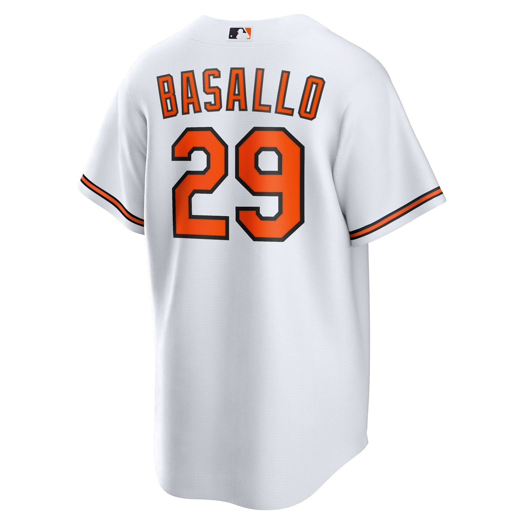 Baltimore Orioles Samuel Basallo White Replica Player Jersey product image 4, provided for visual reference and product
