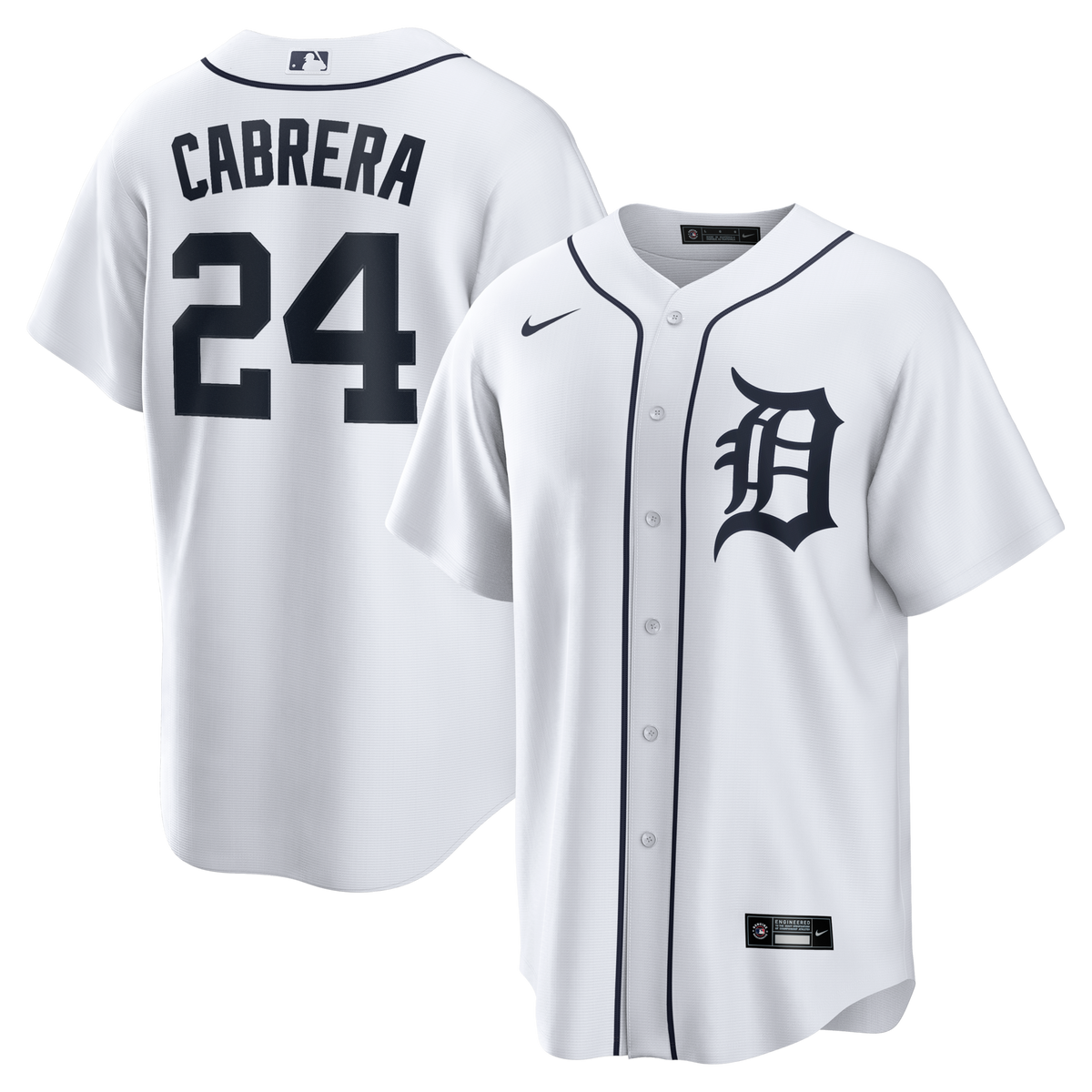 Detroit Tigers Miguel Cabrera White Home Retired Player Replica Jersey product image 2, provided for visual reference and