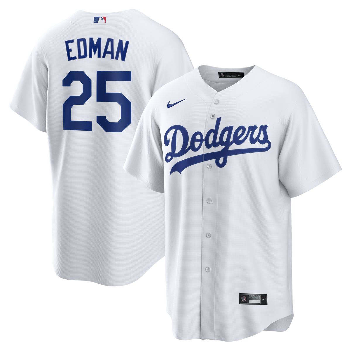 Los Angeles Dodgers Tommy Edman White Home Replica Jersey product image 1, provided for visual reference and product detail