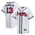 Atlanta Braves Ronald Acuna Jr. White Home Replica Player Name Jersey product image 1, provided for visual reference and