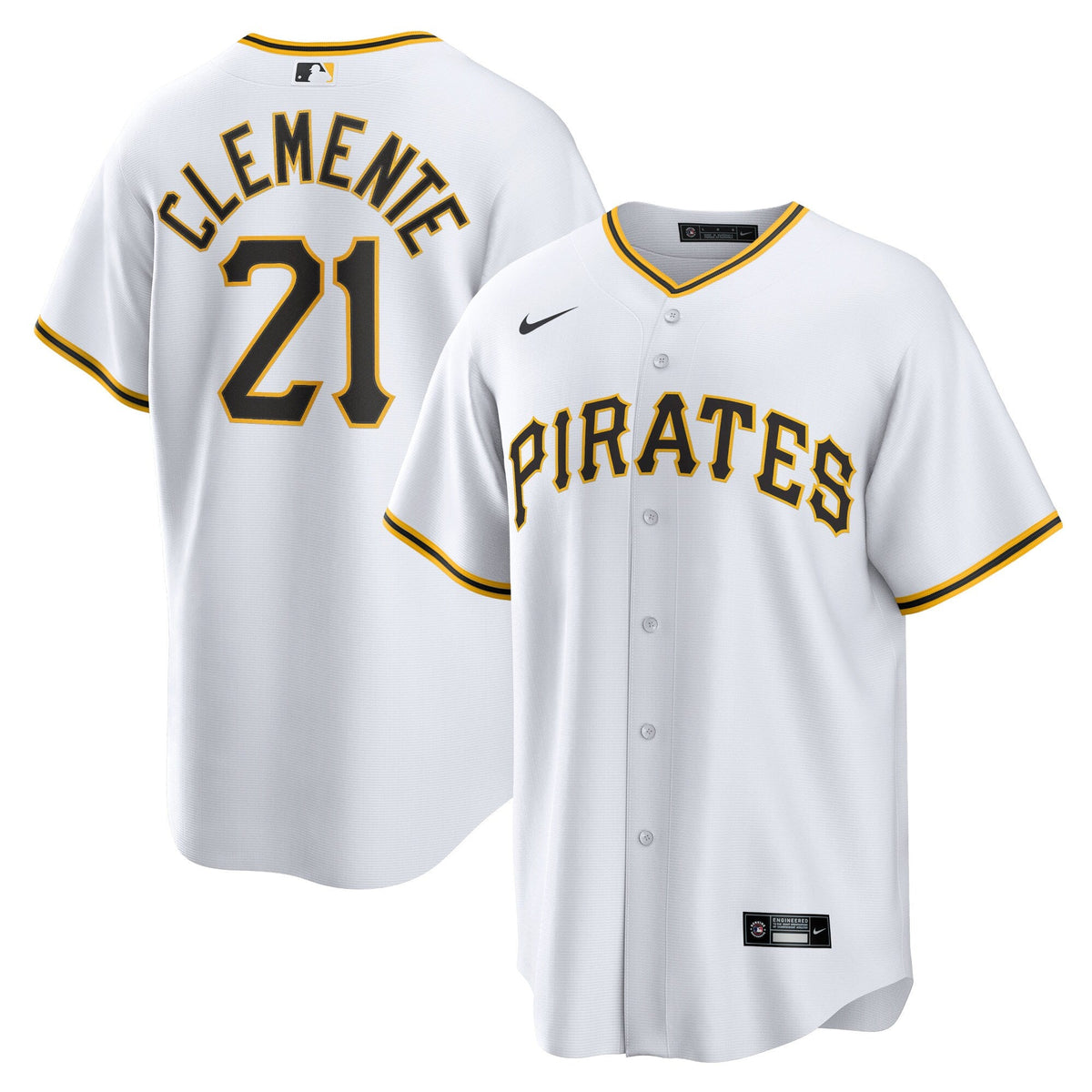 Pittsburgh Pirates Roberto Clemente White Home Replica Player Name Jersey product image 1, provided for visual reference and